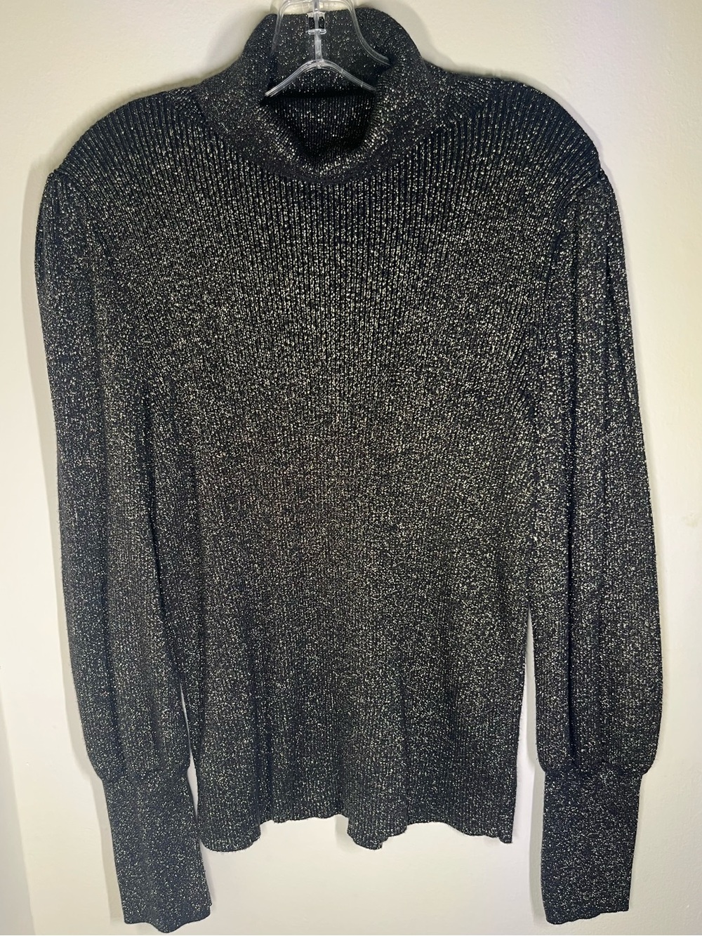 Ann Taylor Metallic Black Turtleneck Sweater